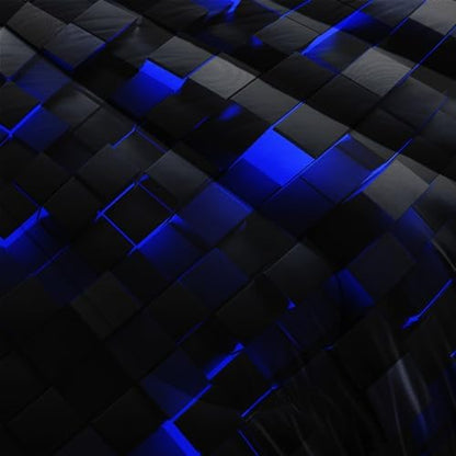 Nttopship Geometric Blue Black Comforter Set,Light Honeycomb 3 Piece Bedding Set King Size for Teen Boys,Modern Quilt Set Geometry Decor,Microfiber Lightweight 1 Comforter 2 Pillowcases All Season