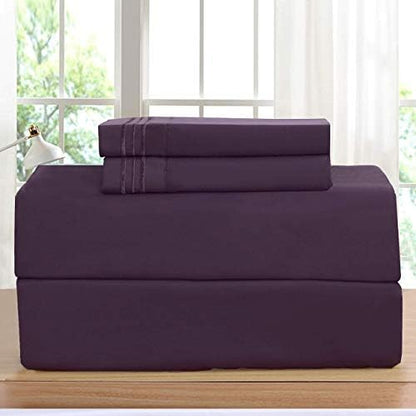 Elegant Comfort Luxurious Bed Sheets Set on Amazon 1500 Premier Wrinkle,Fade and Stain Resistant 4-Piece Bed Sheet Set, Deep Pocket, Twin/Twin XL Purple