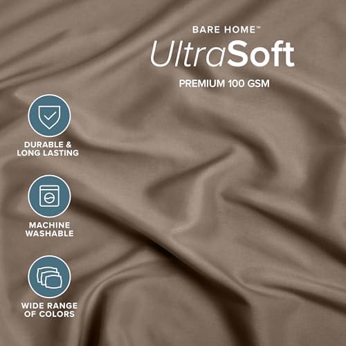 Bare Home Queen Fitted Sheet - 1800 Ultra-Soft (Queen, Taupe)
