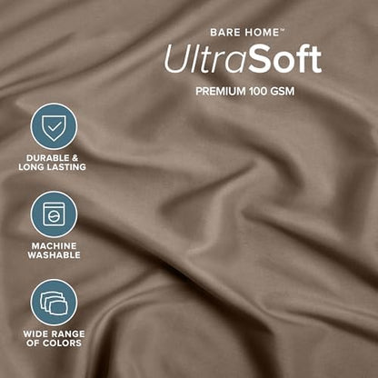 Bare Home Queen Fitted Sheet - 1800 Ultra-Soft (Queen, Taupe)