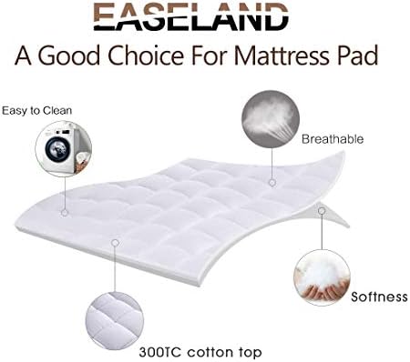 EASELAND RV King Mattress Pad Cotton Pillow Top Mattress Topper White