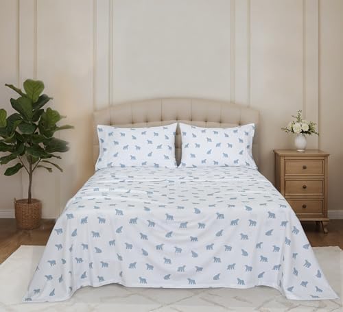 RUVANTI Flannel Sheets Twin Size, Happy Cubs