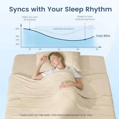 Cozy Bliss Cooling Comforter King Size, Cooling Blankets for Hot Sleepers and Night Sweats, Khaki Summer Comforter for King Size Bed, Breathable Soft Lightweight Silk Smooth