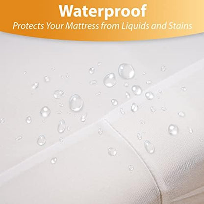 Waterproof Mattress Protector Twin Size - 6-Sided Zippered Mattress Encasement, Breathable Fabric Cover, Machine Washable, Fits Twin Mattress 39 x 75 Inches, Up to 16" Deep