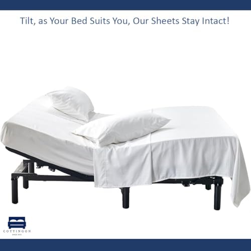 4 Piece Flex Head King Sheet Set 34" Top, 100% Egyptian Cotton, White