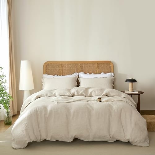 Talasily 100% French Linen Oversized King Duvet Cover Set, Organic Linen
