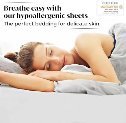 |Twin Size Sheet Set | Organically Grown | Ultra Soft & Cooling |100% Viscose | 17" Deep Pocket [Dove Grey]