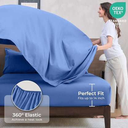 HEVUMYI 7-Piece Full Comforter Set, Royal Blue Bed in a Bag