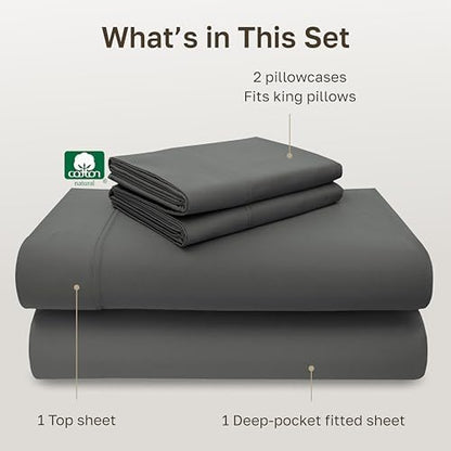 California Design Den Luxury 600 Thread Count King Bed Sheets Set,Dark Grey