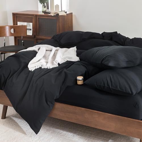 FOSSA Duvet Cover Set 100% Washed Cotton Linen Feel Oversized King Plus