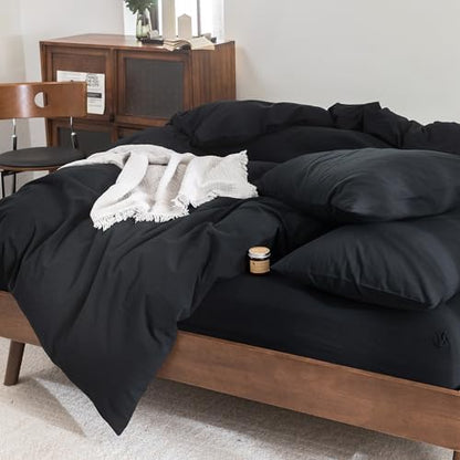 FOSSA Duvet Cover Set 100% Washed Cotton Linen Feel Oversized King Plus