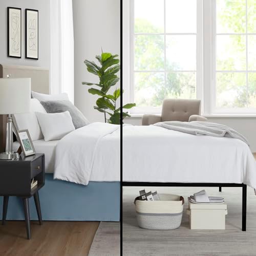 Nestl Stone Blue Twin XL Bed Skirt - Twin XL Size Bed Skirt 14 Inch Drop - Brushed Microfiber Bed Skirts - Hotel Quality Pleated Bed Skirt - Shrinkage & Fade Resistant