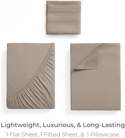 Mellanni Iconic 3-Piece, Ultra Soft Sheet Set (Twin XL, Tan)