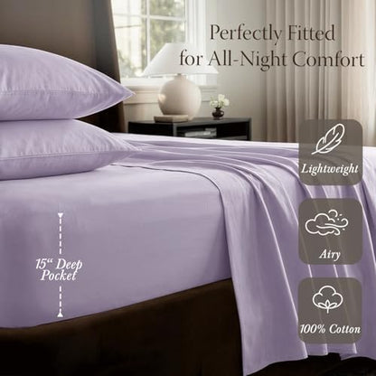 Threadmill 400TC Egyptian Cotton Twin XL Sheet Set, Sateen, Lilac, 3-Piece