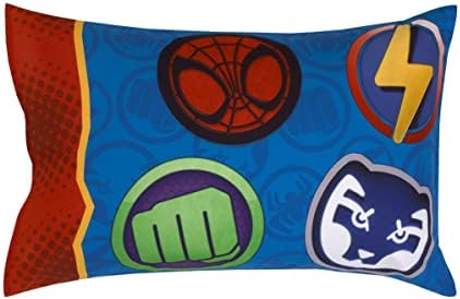 Marvel Spidey and His Amazing Friends Blue, Red, Yellow, and Green, Team Up 2 Piece Toddler Sheet Set