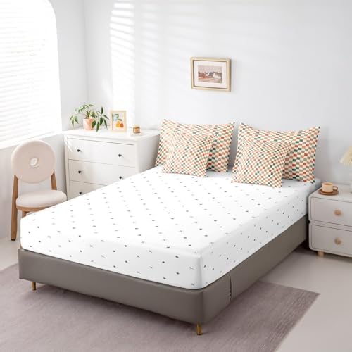 jejeloiu Orange Green Red Comforter Set with Sheets 7 Piece Twin Size