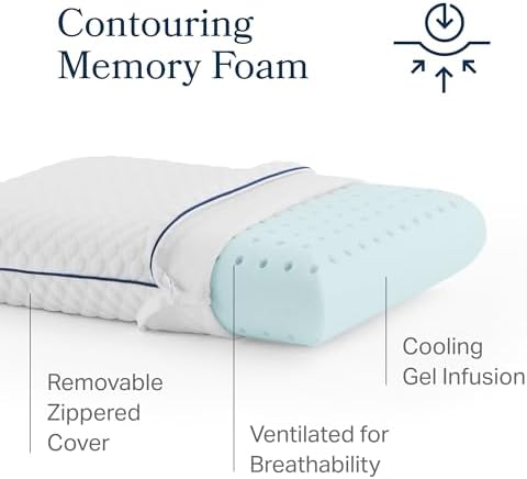 Weekender Cooling Gel Memory Foam Camping Pillow – Travel Size, Ventilated Cooling Pillow for Side & Back Sleepers, Neck Support, Compact with Carry Bag, Washable Cover