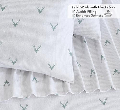 RUVANTI Flannel Sheets Set Full Size, Stag Synphony