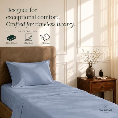 CLOUDSCAPE Millennium Series Egyptian Cotton Sheets TwinXL Size, FrenchBlue