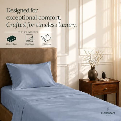 CLOUDSCAPE Millennium Series Egyptian Cotton Sheets TwinXL Size, FrenchBlue