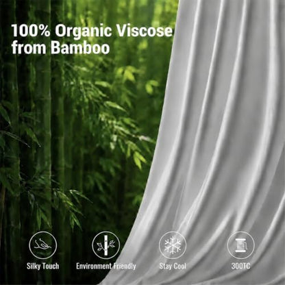 Queen Duvet Cover Set 3 Pieces, 100% Organic Viscose derived from Bamboo, Luxuriously Soft & Cooling, 1 Duvet Cover and 2 Pillowcases, 90" x 90"(Queen, Linen)