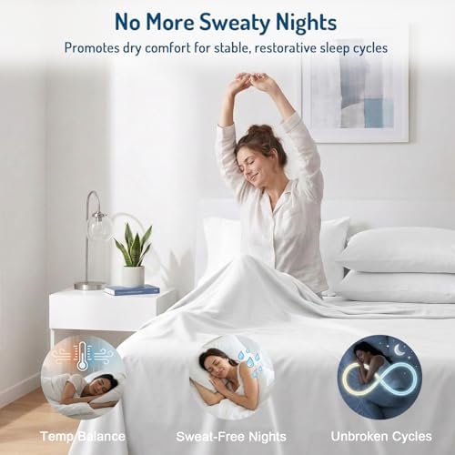 Coolmax® Cooling Sheets for Hot Sleepers, Twin Size, White