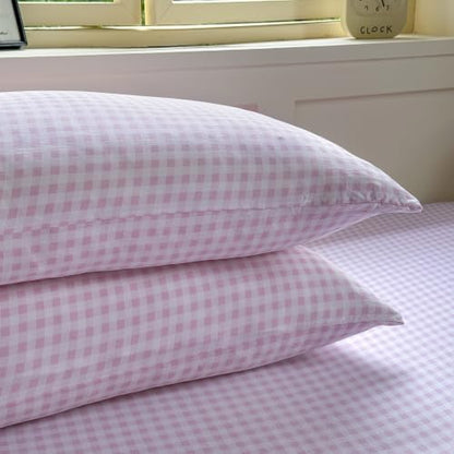 NSNLGSGC Pink Gingham Duvet Cover Set, Queen