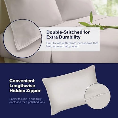 Kickoff Viscose Bamboo Sheets Queen Size 4-pc 100% Organic Bamboo Viscose Bed Cooling Sheets Queen Size Set Cool Bedding for hot Sleepers Sheet Set - Gift Ready Packaging (Light Grey, Q)