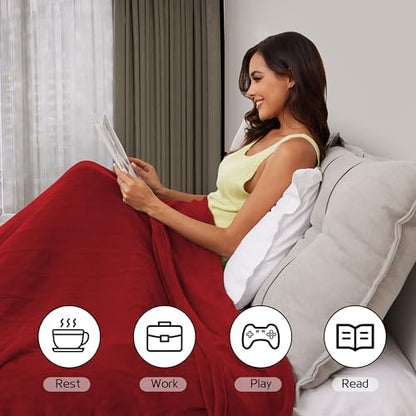 ReyyNio Electric Heated Blanket Twin Size 62"x84", 10H Auto-Off, Red