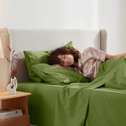 Nestl Queen Sheet Set - Bed Sheets - Calla Green - 4-Piece Deep Pocket