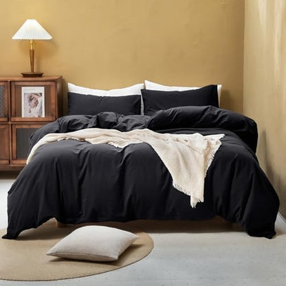 FOSSA Duvet Cover Set 100% Washed Cotton Linen Feel Super King Plus