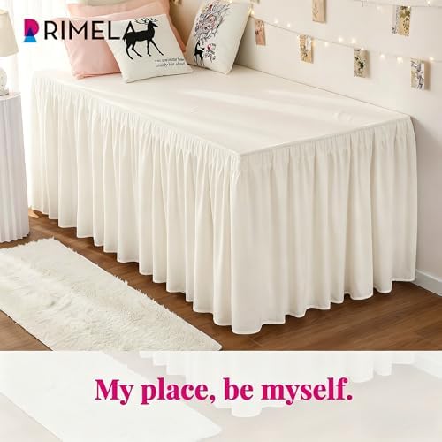Dorm Room Bed Skirt Twin XL 36" Drop, College Split Corner Bedskirt, Ivory