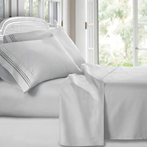 Clara Clark Bed Sheets, Premier 1800 Series 4 Piece Bed Sheet Set, Deep Pocket, Wrinkle, Fade, Stain Resistant, Luxury Soft Bedding Sheets & Pillowcases, Twin-XL, Silver Gray