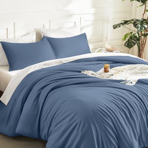 Litanika Ocean Blue Comforter Full Size, 3 Pieces Lightweight Solid Bed Set
