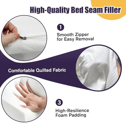 JZHLLA Triangle Bed Gap Filler King High Density Foam Headboard Gap Filler Pillow with 2 PCS Pockets and Removable Washable Cover, Prevent Items from Falling