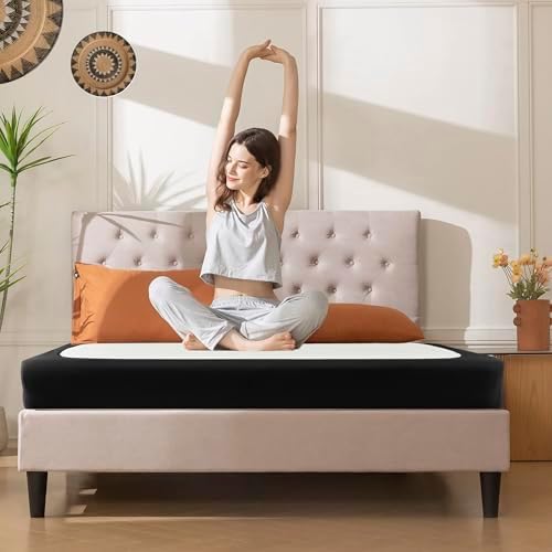 Box Spring Cover King Size-Black Stretch Wrap Around 4 Sided Bed Skirt