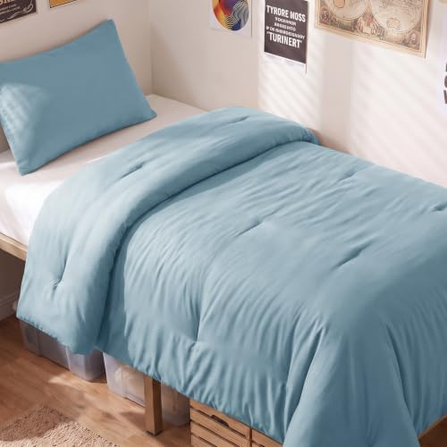 CozyLux Twin Comforter Set, 2 Pieces Down Alternative Bedding, Light Blue