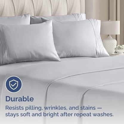 Standard Pillow Cases Set of 6 - Ultra Soft Pillowcase Covers - Steel Blue