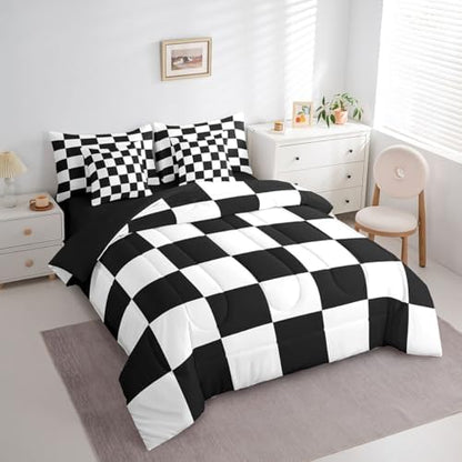 jejeloiu Black White Comforter Set with Sheets 7 Piece Twin Size