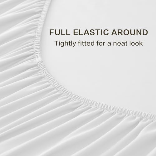 Andency Sateen Sheets Set, 100% Viscose Derived from Bamboo, Hotel Luxury Silky & Cooling for Hot Sleepers, Deep Pocket Up to 16", White King