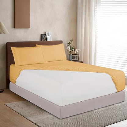 Elegant Comfort 1500 Premium Hotel Quality 18-24 Inches Deep - Extra Deep Pocket Single Fitted Sheet for High Mattress, Luxury and Softest, Smart Pocket - Wrinkle Free, California King, Gold