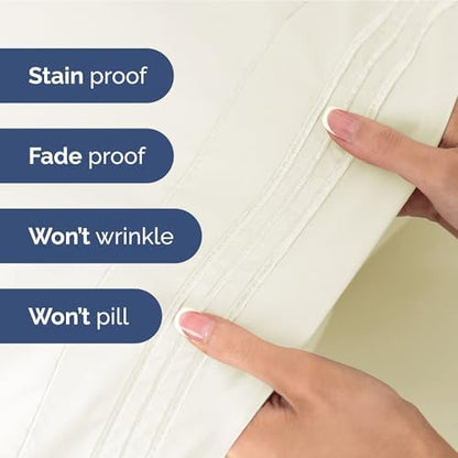 Twin XL Size 3 Piece Sheet Set - Ultra Soft & Cooling Bed Sheets - Ivory