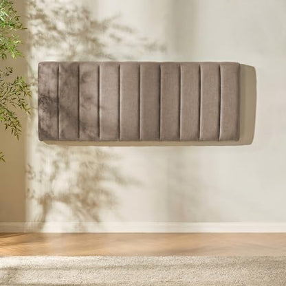 Nestl Upholstered Queen Headboard - Easy Assemble Channel Stitched Headboard Queen Size - Wall Mounted Headboards with 3D Soundproof Wall Panels Peel & Stick Floating Headboards, Mocha