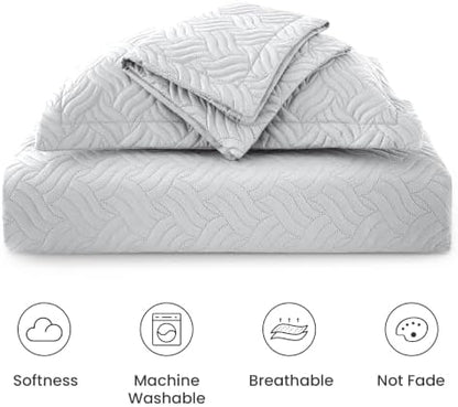 Love's cabin California King Quilt, Soft Bedspread Comforter, Light Grey