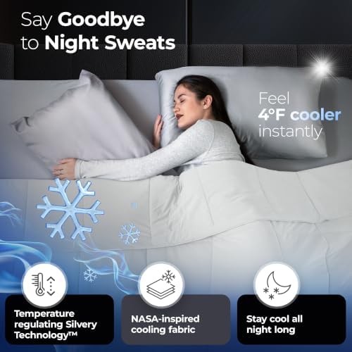 Silvery Cooling Comforter – Award-Winning Self-Cooling Blanket for Hot Sleepers with Self-Cleaning NEW, (Arctic White, Full, Queen)