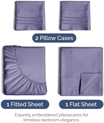 Cal King Size 4 Piece Sheet Set - Soft & Cooling Bed Sheets - French Violet