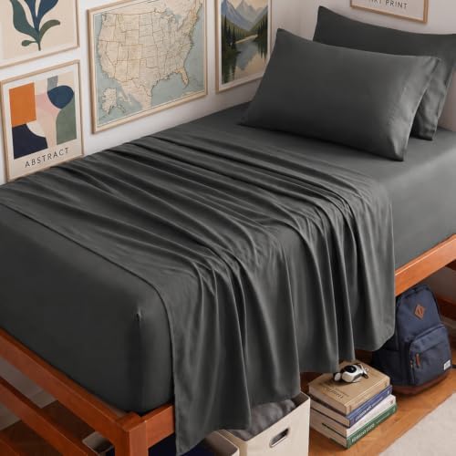 CozyLux Twin XL Sheet Set 4-Piece, 21-Inch Deep Pocket, Soft Brushed Feel