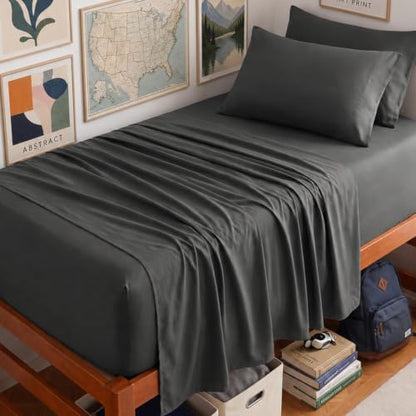 CozyLux Twin XL Sheet Set 4-Piece, 21-Inch Deep Pocket, Soft Brushed Feel