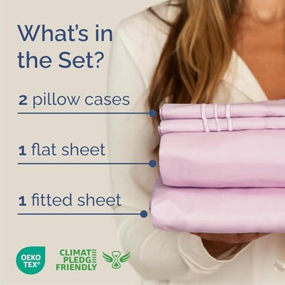 Cal King Size 4 Piece Sheet Set - Breathable & Cooling Sheets - Light Pink