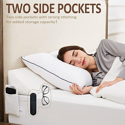 Homemate Twin Size（39"x10"x6"） Bed Wedge Pillow for Headboard - Upgraded Bed Gap Filler Twin Between Mattress and Headboard - Wedge Pillow headboard - White